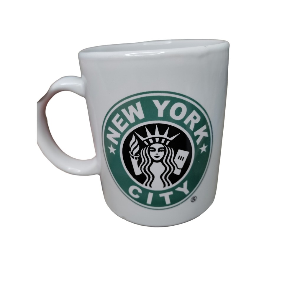 Starbucks New York City Coffee Mug -" New York Loves You"! White & Green